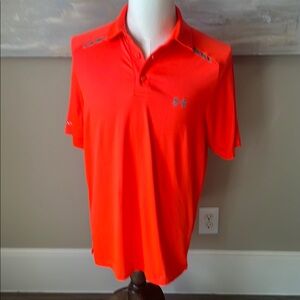 Under Armour fluorescent orange polo with reflective accents
